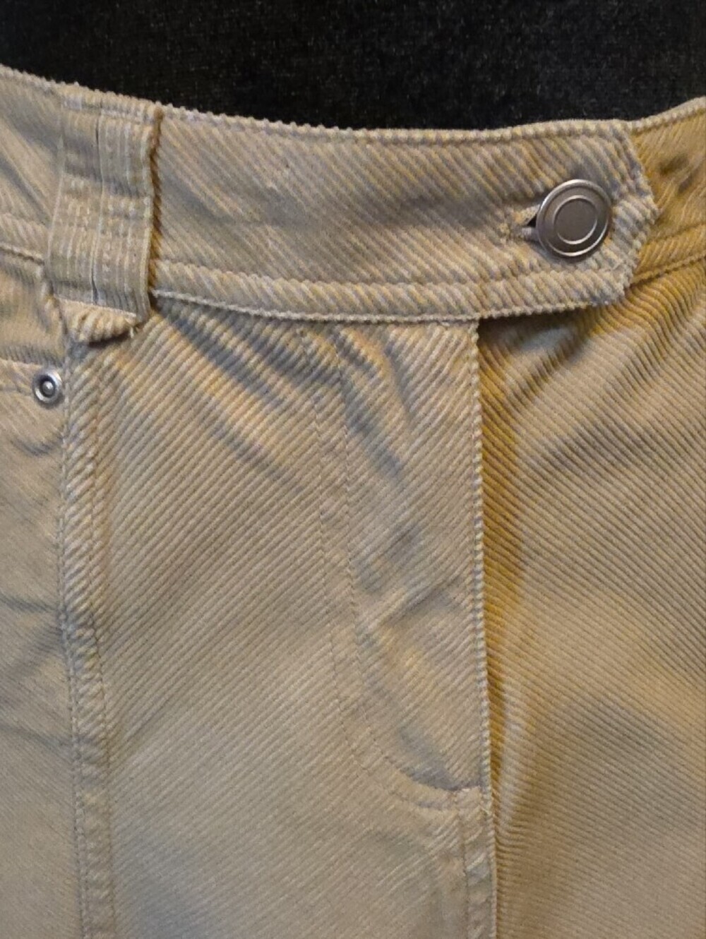 100% Cotton Neutral A-Line Skirt with Front Button - Picture 6 of 13